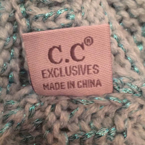 C.C Messy Bun Beanie Tail in Mint Metallic - Picture 14 of 15